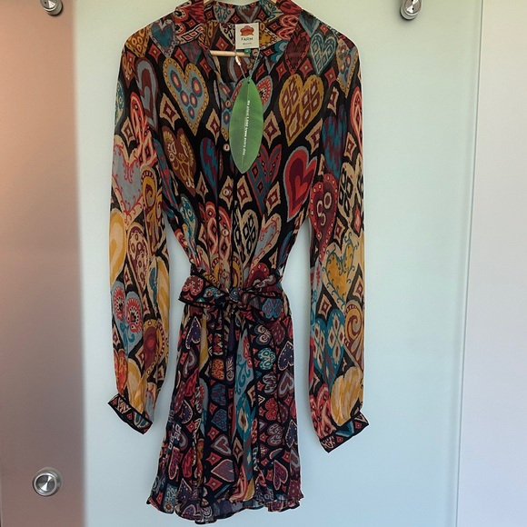 FARM Rio Multicolor Heart Pattern Dress Medium - Picture 2 of 4